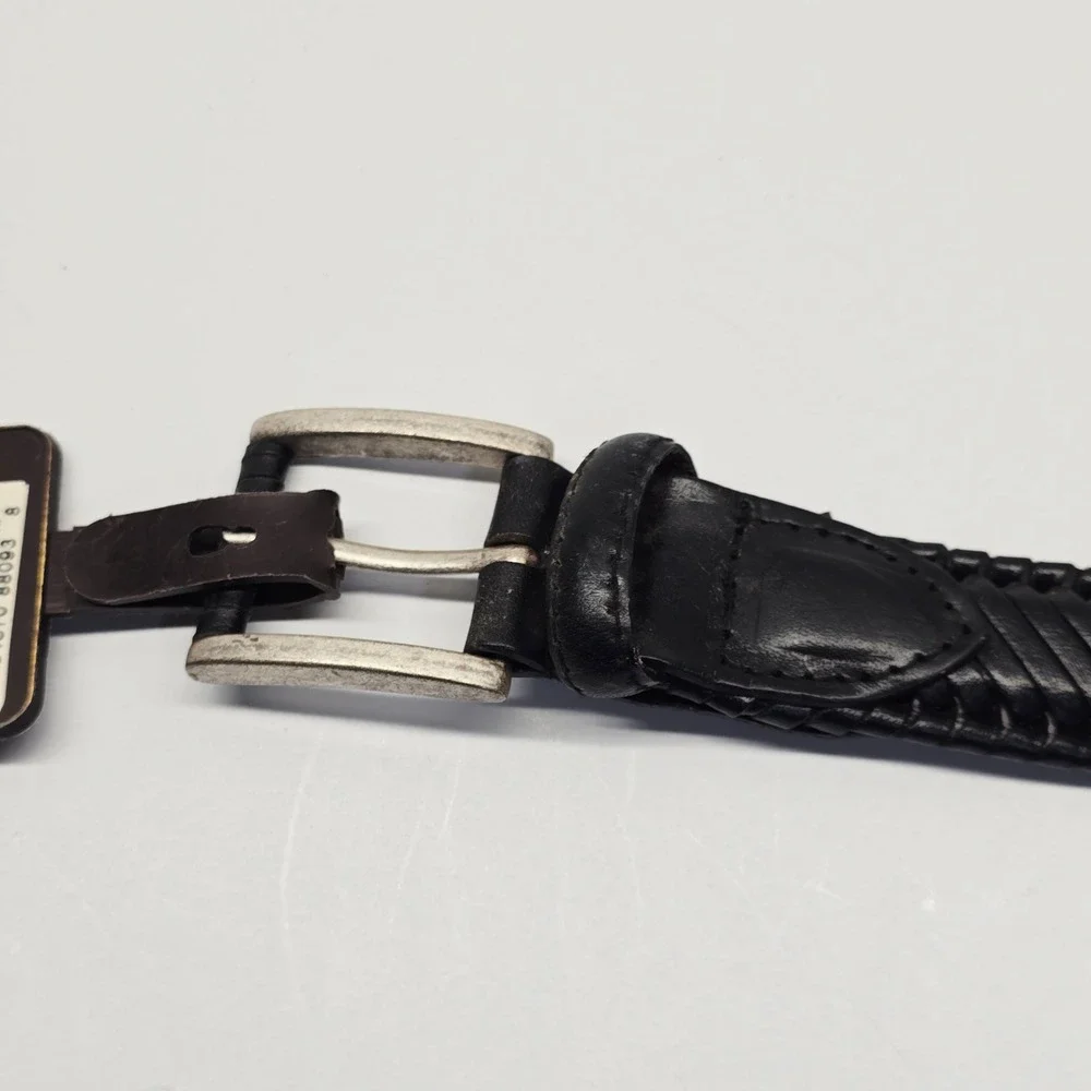 Nocona Belt Co. Woven Leather Belt Silver Buckle Western Style‎ Size 32 American